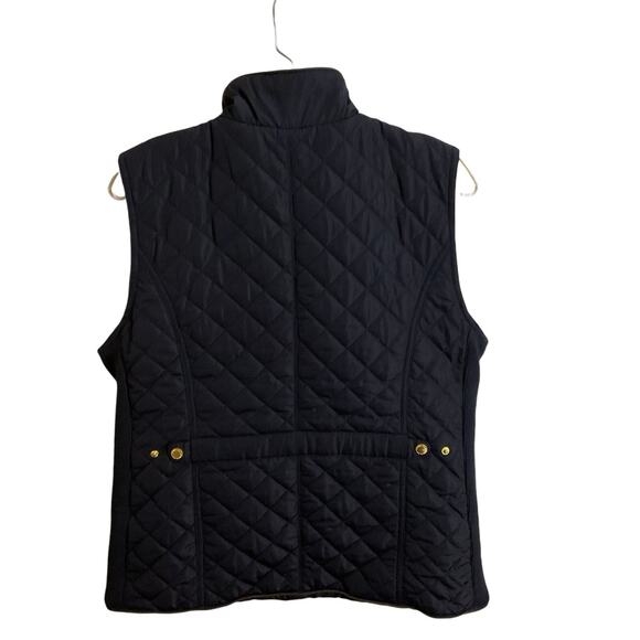 CAMBRIDGE DRY GOODS VEST Women's SZ L Navy Diamond Quilted Faux Leather Piping - Picture 3 of 9